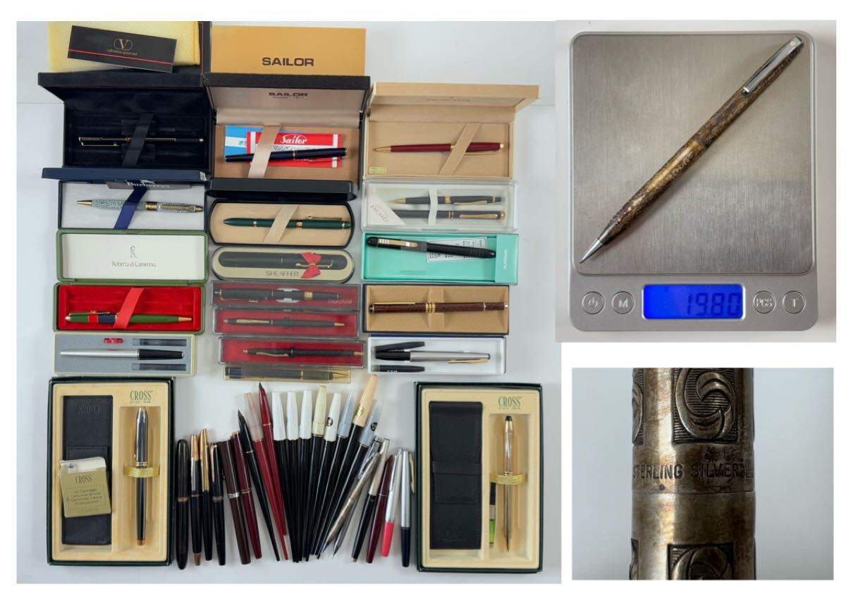 AZ-306 万年筆 ボールペン シャーペン 筆記具 文具 大量 まとめ SHEAFFER USA シェーファー 純銀 STERLINGSILVER Mont Blanc CROSS SAILOR拍卖