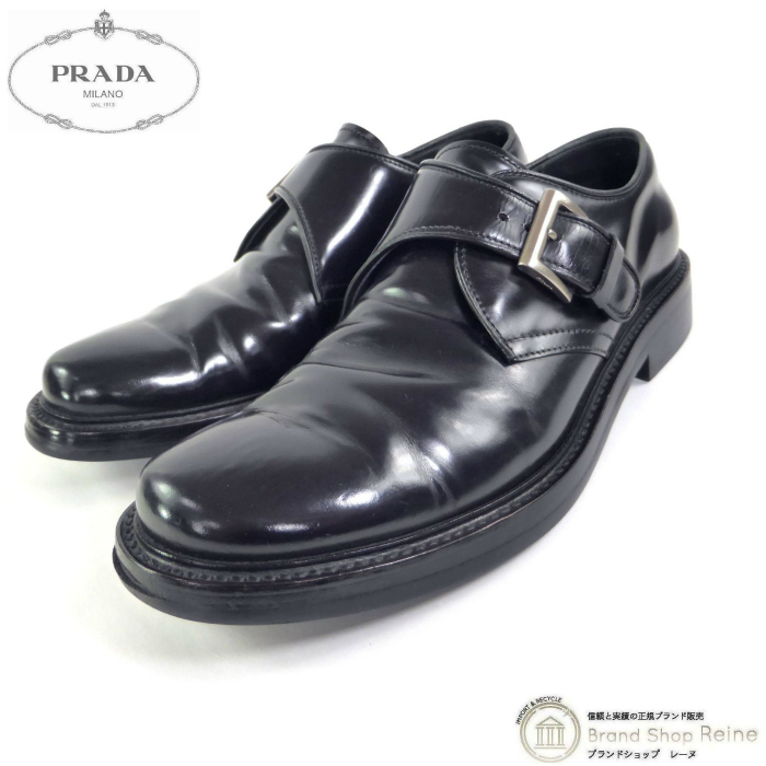 プラダ (PRADA) レザー ストラップ ビジネス シューズ 靴 #6 1/2 ブラック メンズ(中古)拍卖