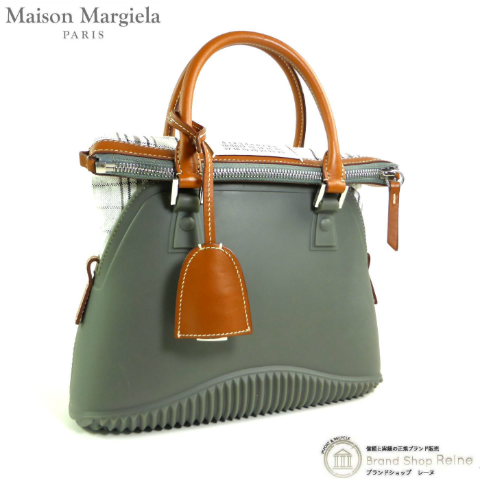 メゾン マルジェラ (Maison Margiela) 5AC ミニバッグ 2way ハンド ショルダー バッグ ラバー×キャンバス×レザー カーキ(中古)拍卖