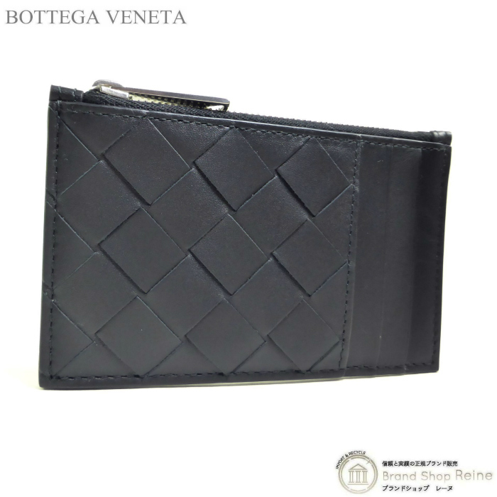 ボッテガ ヴェネタ (BOTTEGA VENETA) イントレチャート ファスナー付き カードケース コインケース 679802 ブラック(未使用品)中古拍卖