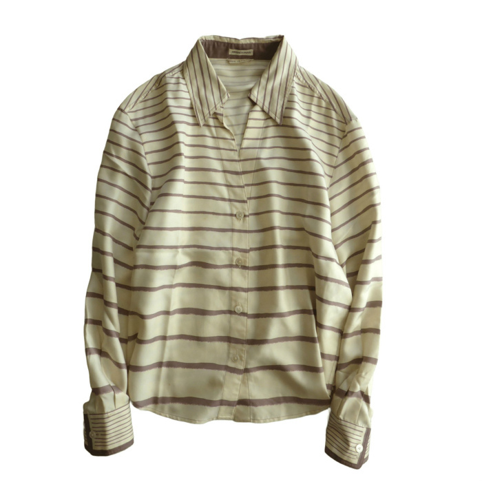 エルメス (HERMES) シルク ボーダー シャツ トップス 40 アイボリー sh101 ウェア マルジェラ期 (中古)拍卖