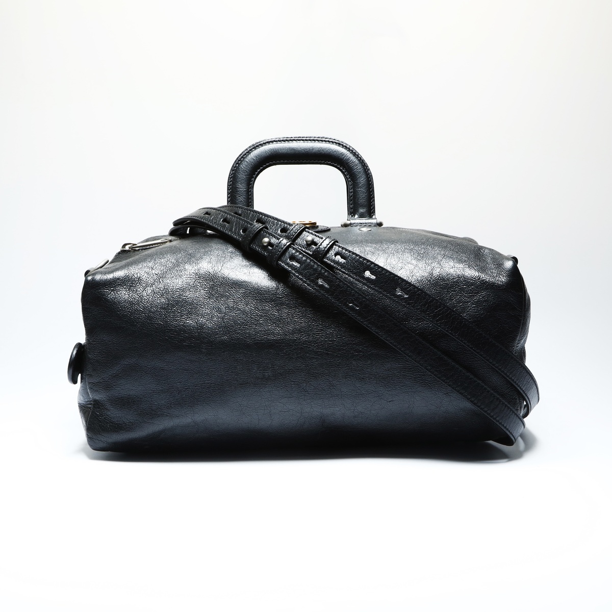 極美品 グッチ GUCCI インターロッキングG ボストンバッグ レザー 2way ボストンバッグ ブラック WS23752拍卖