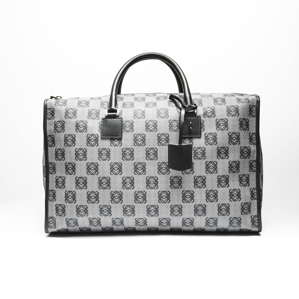 美品 ロエベ LOEWE アナグラム コーディング キャンバス ボストンバッグ ブラック WS23770拍卖