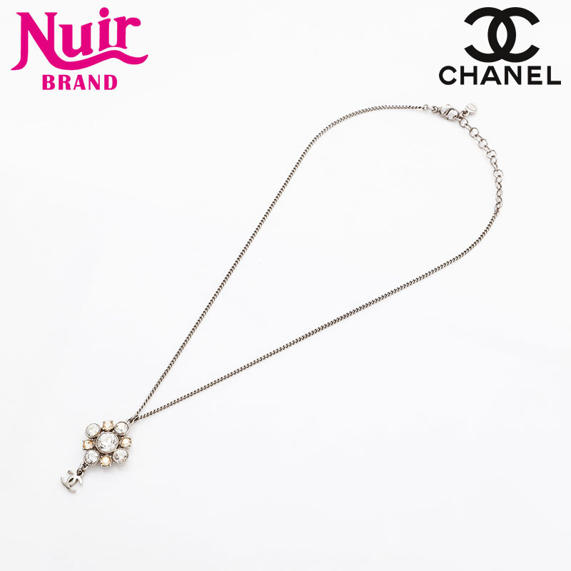極美品 シャネル CHANEL C11V ラインストーン ココマーク 2011年 ネックレス シルバー WS22945拍卖