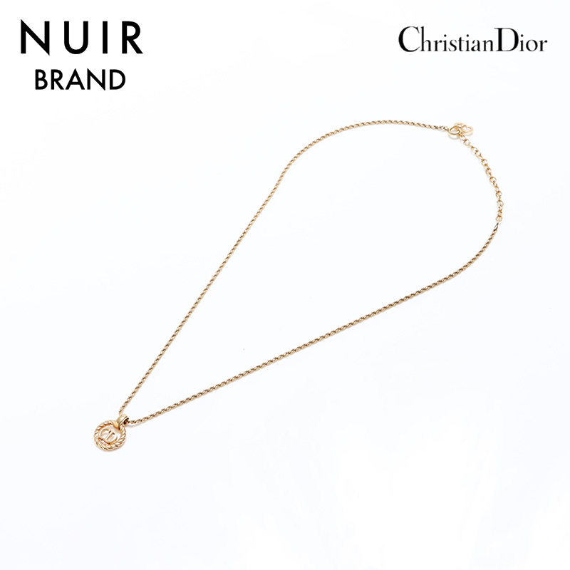 極美品 クリスチャンディオール Christian Dior ビンテージ CDロゴ ネックレス ゴールド WS9701拍卖