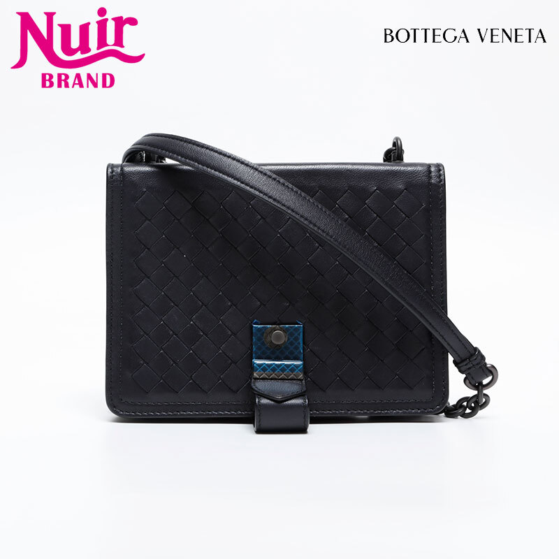 極美品 ボッテガヴェネタ BOTTEGAVENETA イントレチャート ショルダーバッグ ブラック WS20217拍卖