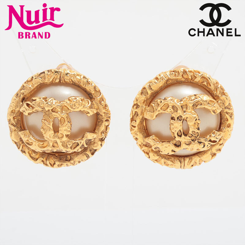 極美品 シャネル CHANEL 93P パール ココマーク イヤリング ゴールド WS15800拍卖