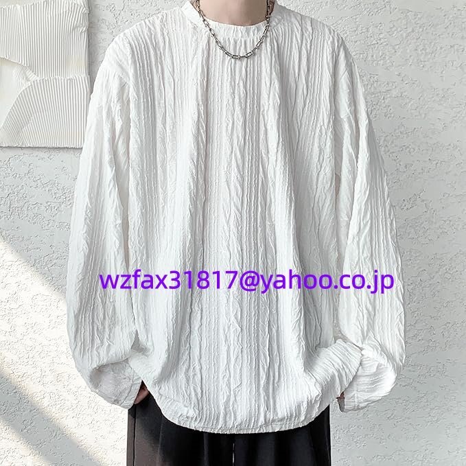 メンズ ミニマルスタイル プレミアム ホワイト シボ加工 ドレーピー スウェット拍卖