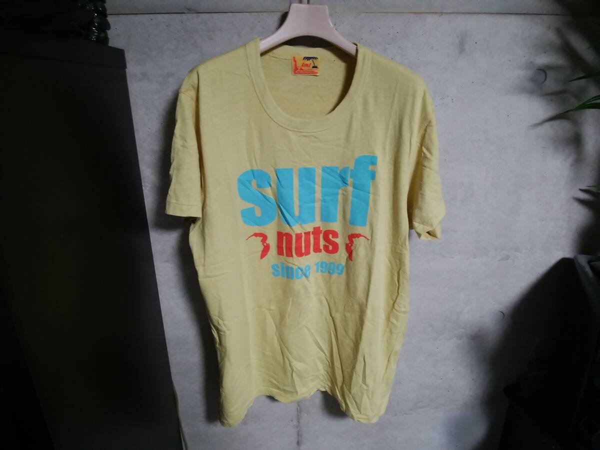 【TMT】TシャツXL 日本製 「RAFI JERSEY(SURF NUTS)(YELLOW)」 「surf nuts since 1999」プリント 名作 人気アイテム 復刻モデル拍卖