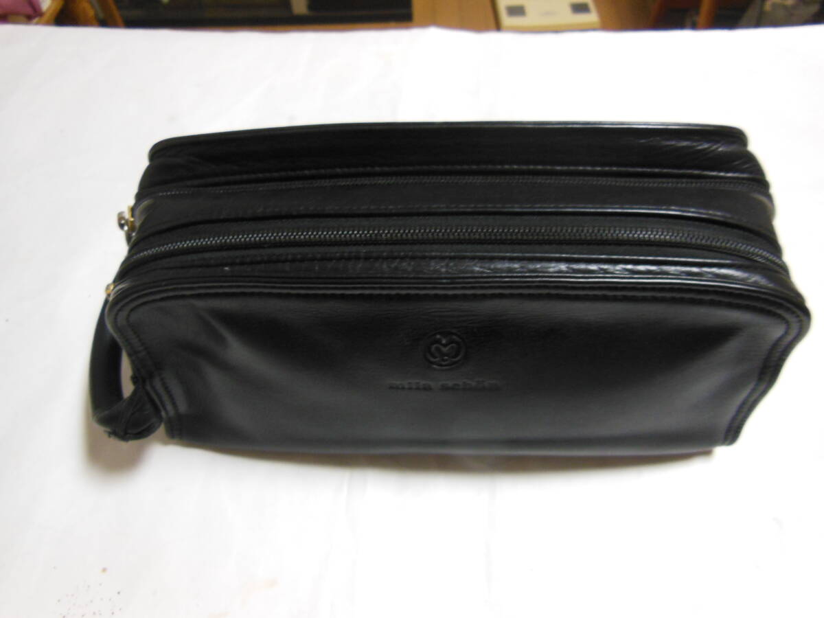 日本製 MILA SCHON ミラショーン メンズセカンドバッグ 本革 ブラック 送料無料拍卖