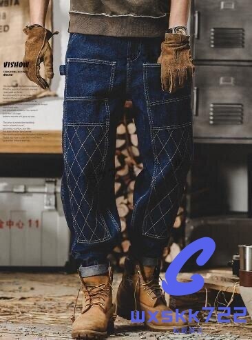 骨太ワークウェア レトロインディゴ ダブルニー ワーク アメカジ デニム パンツ サイズM-5XL ヴィンテージ 大きいサイズ拍卖