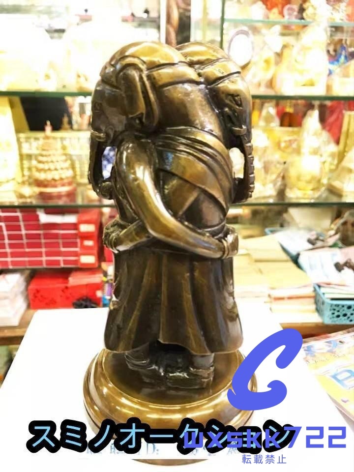 仏像 歓喜天/聖天 双身 立像 恋愛成就 夫婦和合 真鍮 材質 総高16cm拍卖