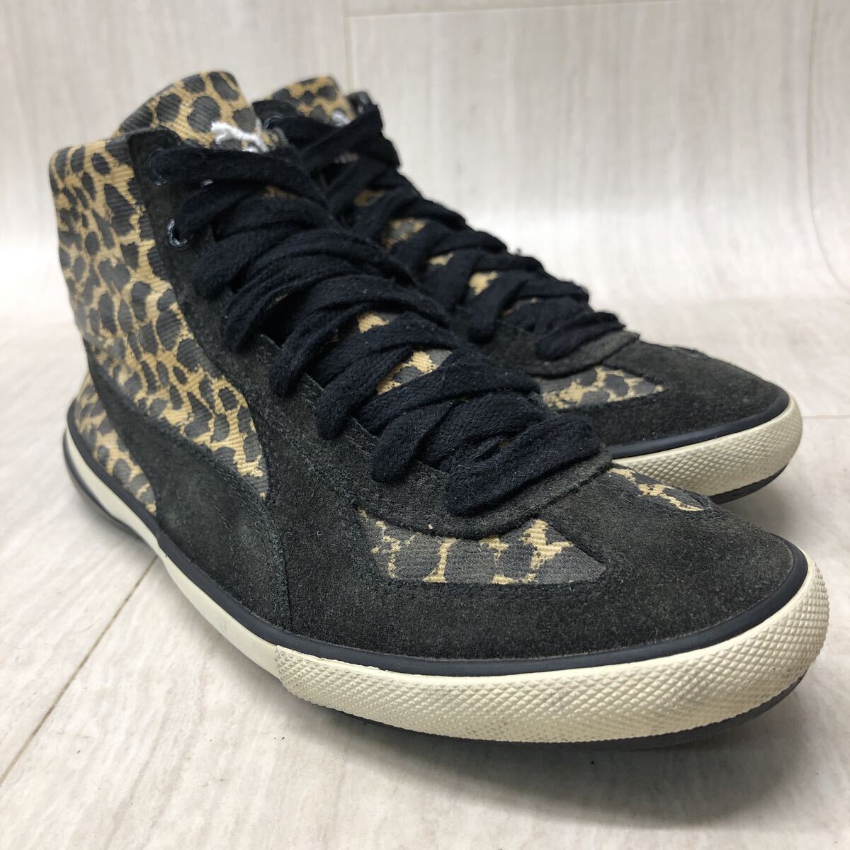 M309 FK-251001-096 PUMA プーマ ハイカットスニーカー カジュアルスニーカー メンズ ブラック系 イエロー系 豹柄 レオパード柄 24cm拍卖