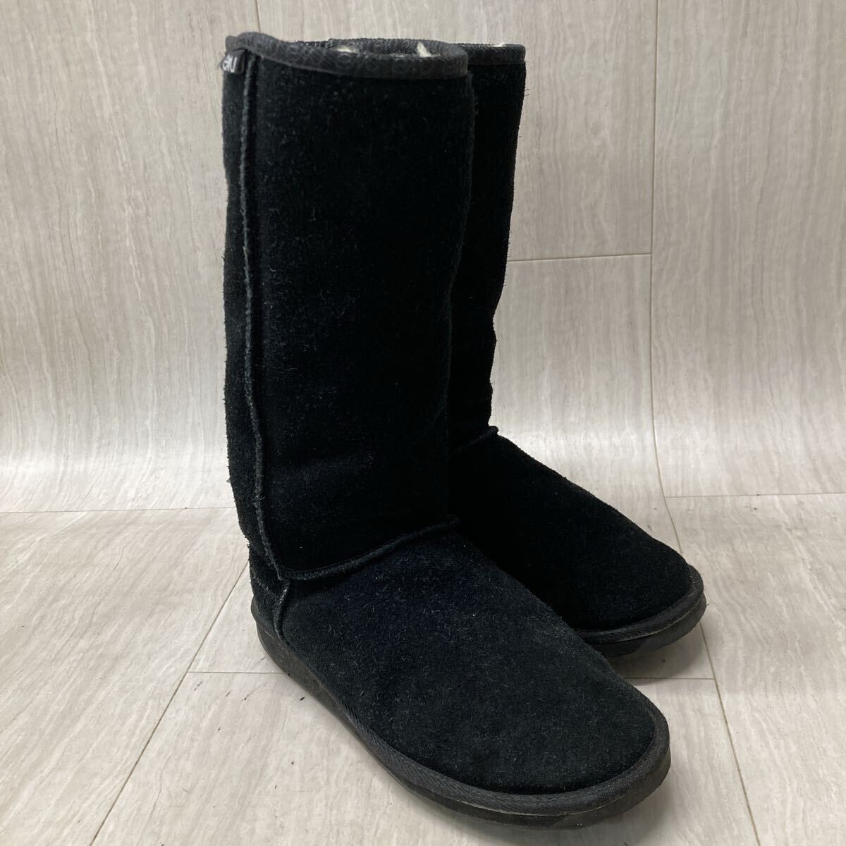 M313 FN-251003-431 emu エミュー ムートンブーツ ロングブーツ ブーツ ムートン レディース ブラック 25cm拍卖