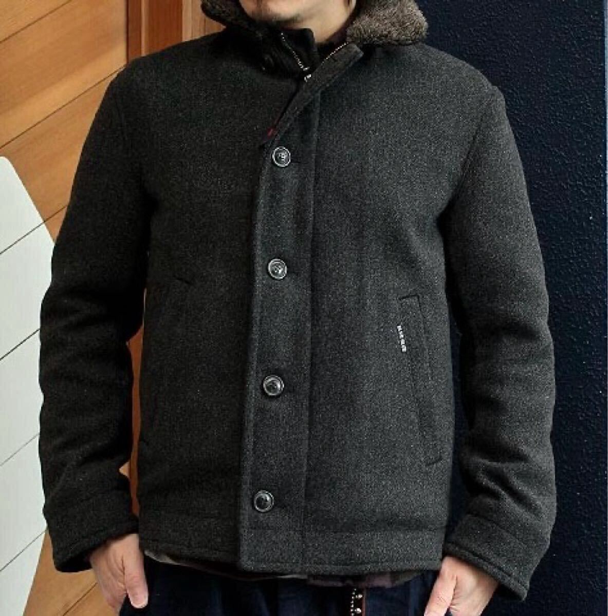 名作 BLUE BLUE JAPAN ブルーブルー メルトンウール N-1デッキジャケット サイズ3 L 襟ボア ヴィンテージ 聖林公司拍卖