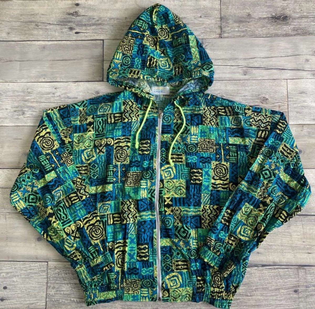 90s O'NEILL オニール 総柄 コットン パーカー フーディー Lサイズ 拍卖