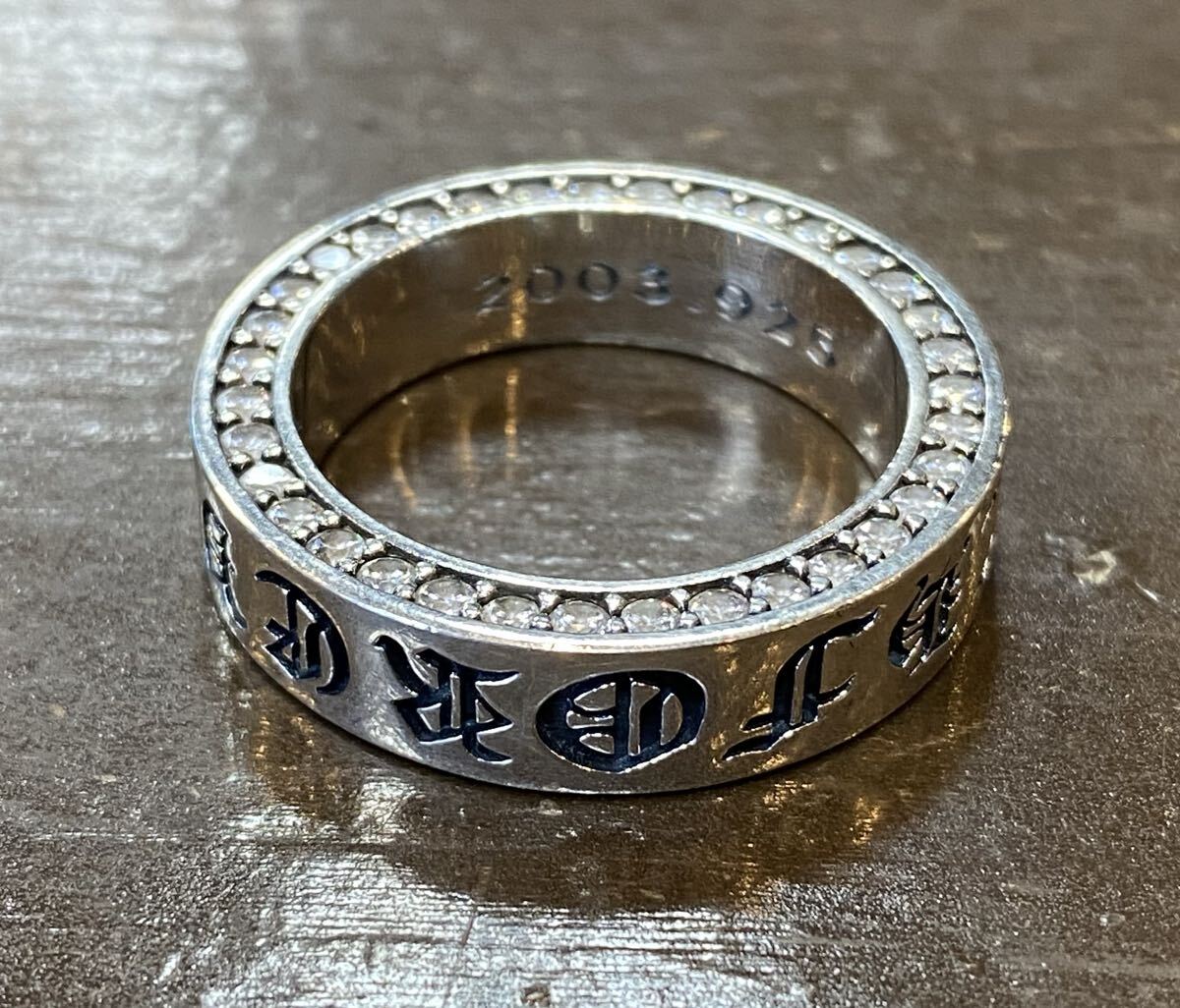 シルバー925 6mm スペーサーリング パヴェ 指輪 / 22.5号/ クロムハーツ風 ノーブランド拍卖