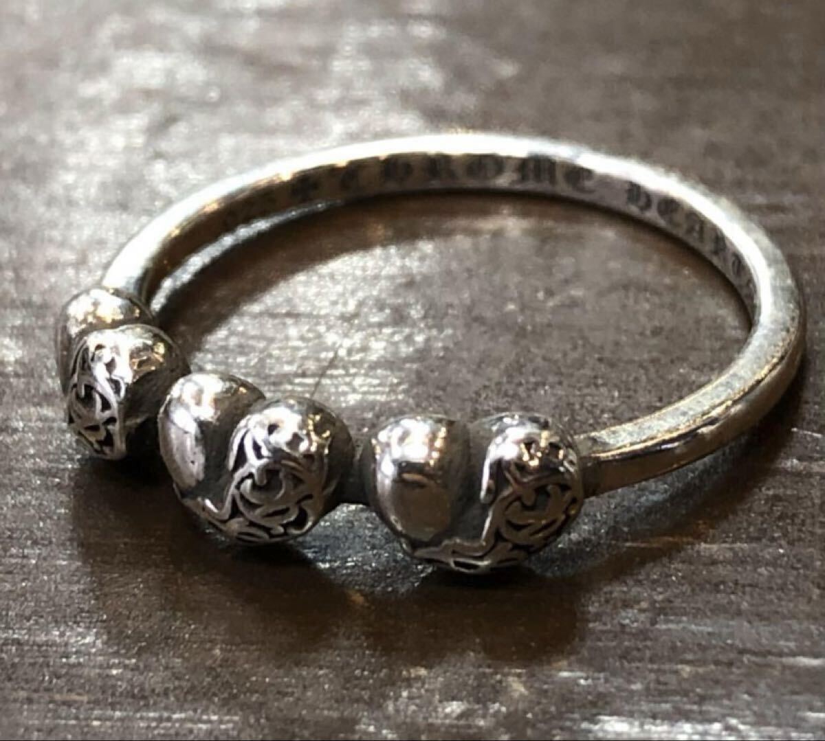 シルバー925 バブルガム 3ハート リング 指輪 / 16.5号/ クロムハーツ風 ノーブランド拍卖