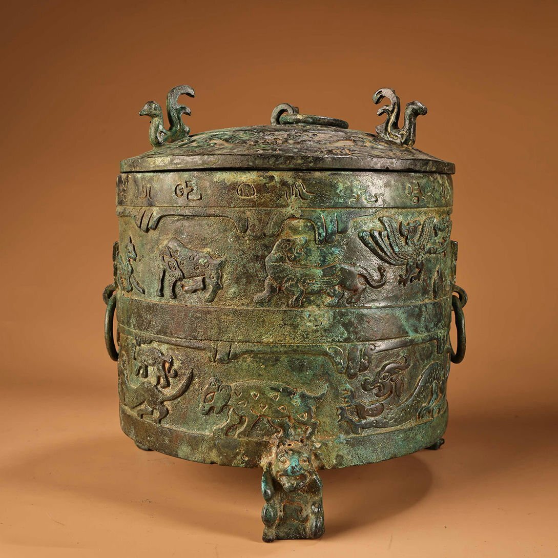 ◆羽彰・古美術◆Y6116西周時代 青銅器 青銅圓倉 細密細工★古置物★古賞物★古擺件★蒐集家放出★唐物拍卖