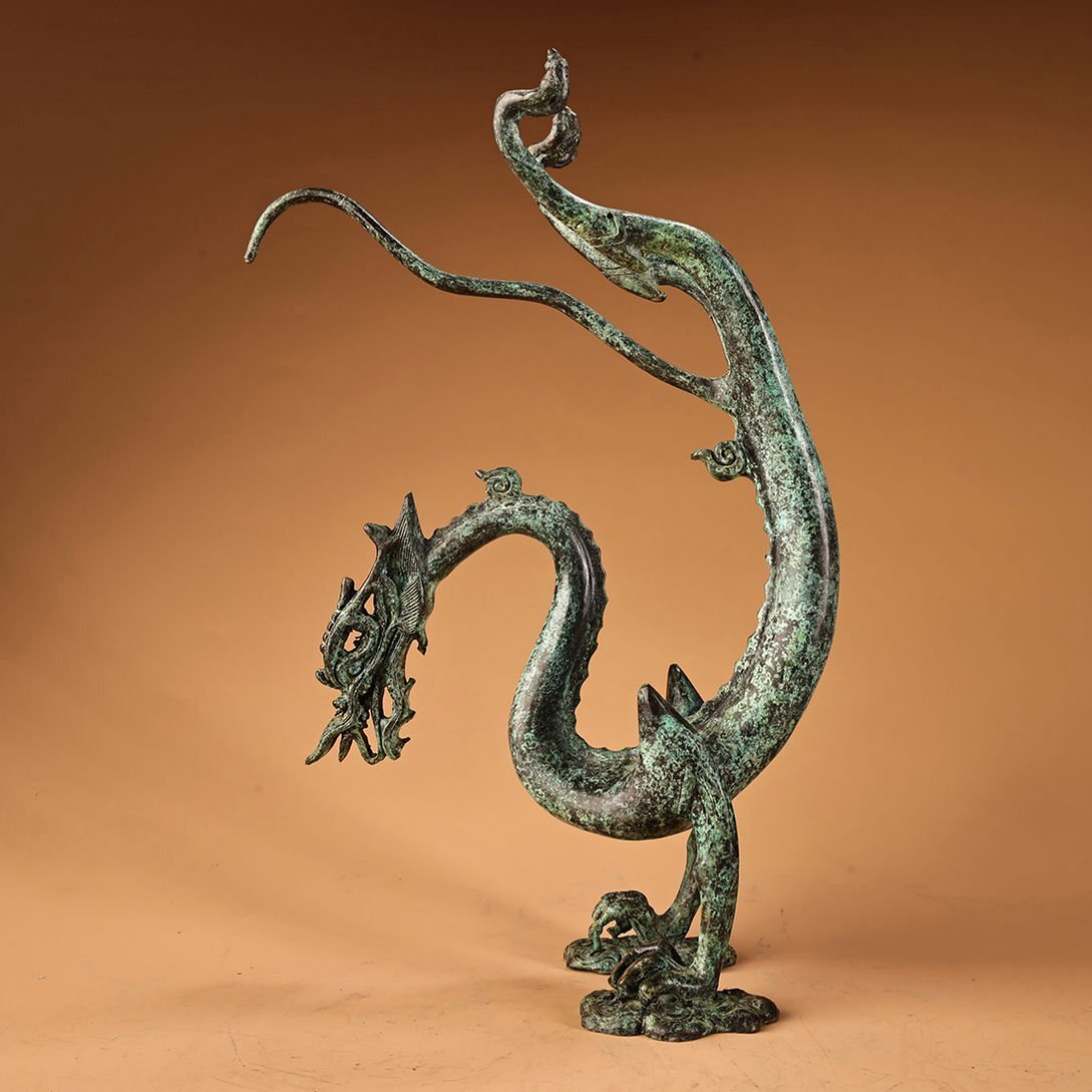◆羽彰・古美術◆Y6140西周時代 青銅器 青銅銘文倒立龍 細密細工★古置物★古賞物★古擺件★蒐集家放出★唐物拍卖
