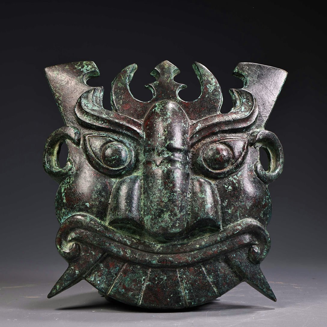 ◆羽彰・古美術◆Y6142西周時代 青銅器 青銅面具 細密細工★古置物★古賞物★古擺件★蒐集家放出★唐物拍卖