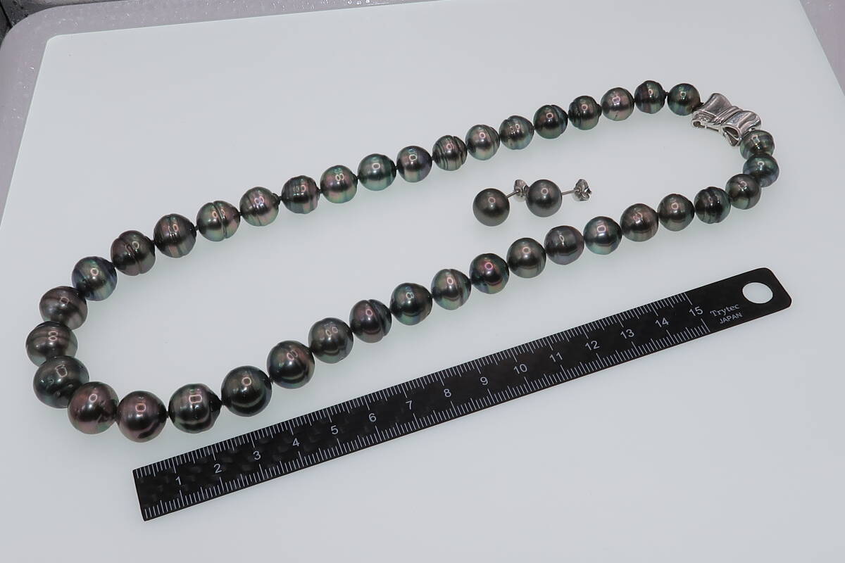 K18WG金具 ダイヤモンド 0.03ct 真珠 パール ネックレス&Pt金具 ピアス拍卖