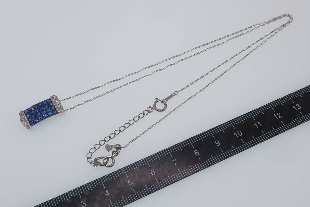 K18WG サファイア S1.70ct ダイヤモンド D0.08 ネックレス拍卖