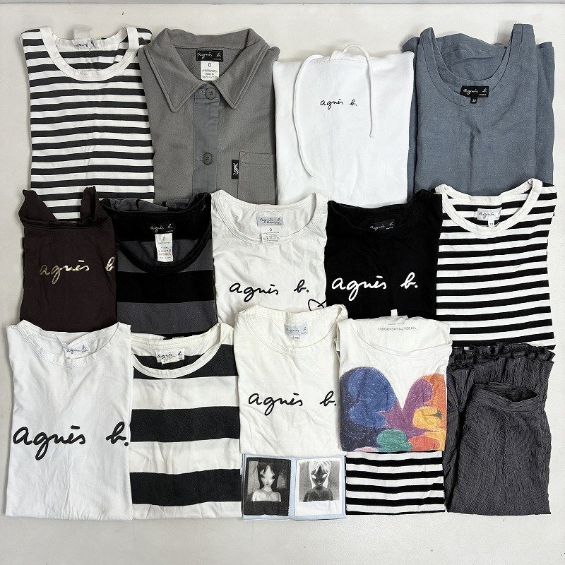 ◆ agnes b. アニエスベー 16点 まとめ商品 Tシャツ ロンT ワンピース スカート パーカー ボーダー 卸 古着 サイズMIX レディース 3.07kg拍卖