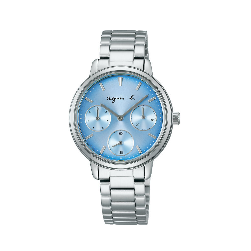 新品同様 アニエスベー agnes b. SAM サム 2022サマー限定モデル レディース腕時計 FCST718 ブルー 青 水色 電池式 シルバー レア 希少拍卖
