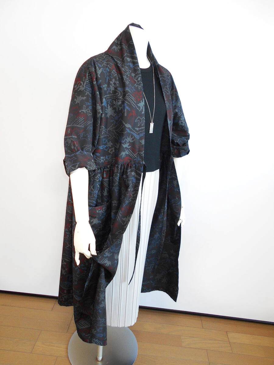 紀紀/さらさら交織紬、シンプル何にでも羽織れる大人のスリップコート/着物リメイク拍卖