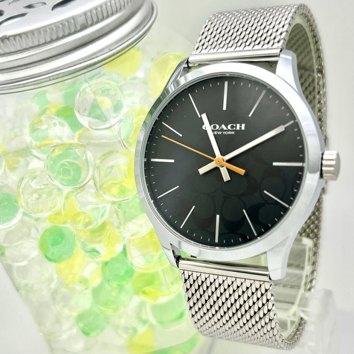 【美品/新品電池】 COACH コーチ シグネチャー メンズ 腕時計 シルバー CA.118.2.112.1640 純正ベルト拍卖
