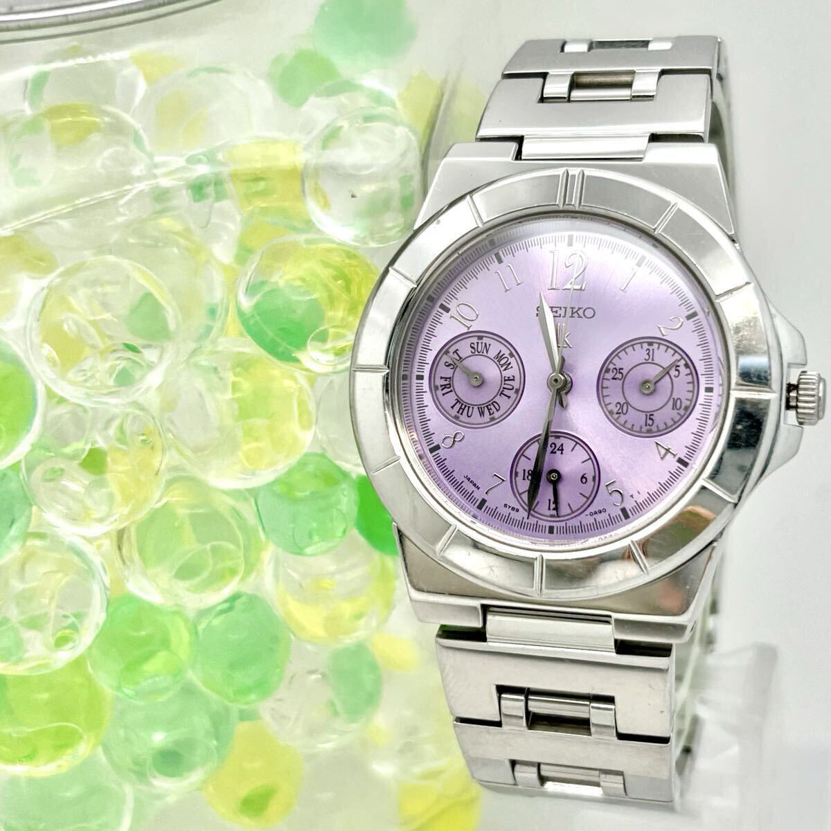 【新品電池】 SEIKO セイコー lk ルキア レディース 腕時計 パープル デイデイト シルバー 5Y89-0B30 0D0233拍卖