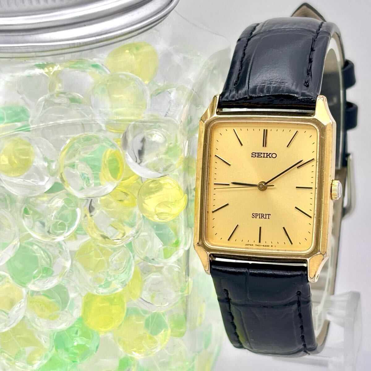 【外観美品/新品電池】 SEIKO セイコー SPIRIT スピリット メンズ 腕時計 ゴールド 7N01-5180 1D0079 新品ベルト拍卖