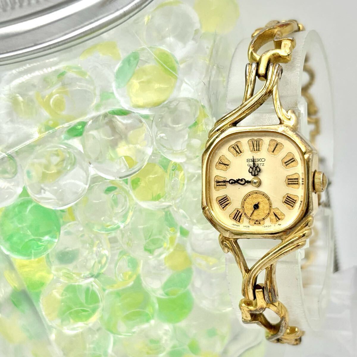 【新品電池】 SEIKO セイコー レディース 腕時計 ゴールド オクタゴン ローマン スモールセコンド 1428-5140拍卖