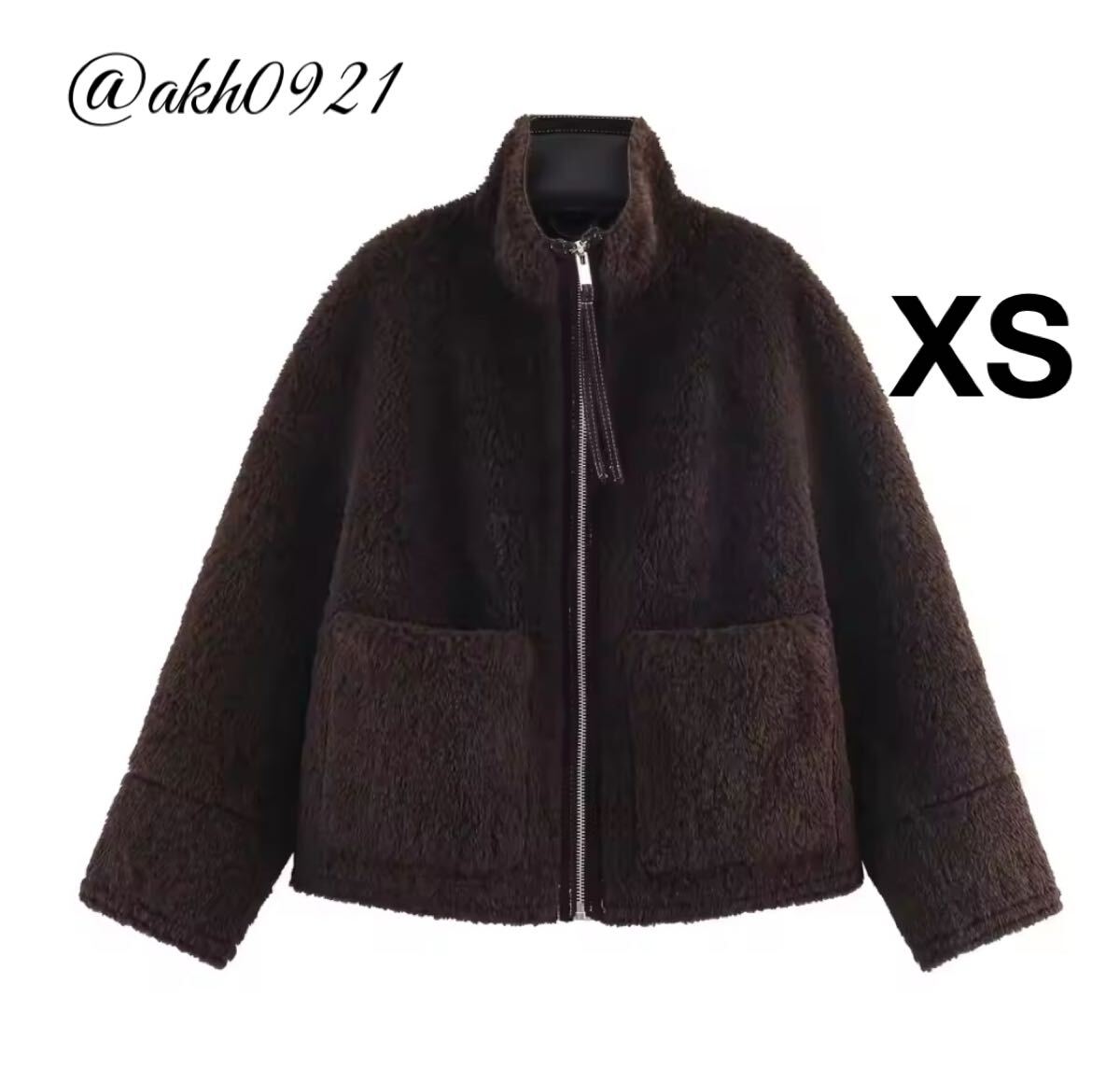 新品未使用★秋新作★vintage ヴィンテージ レトロ ブラウン ボア ブルゾン ジャンパー アウター XSサイズ レディース★ZARA 好きな方に拍卖