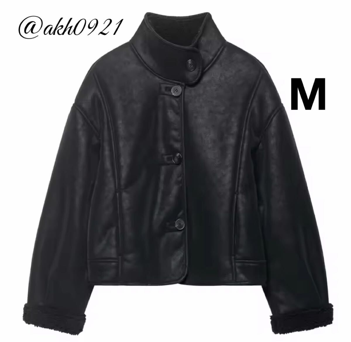 新品未使用★秋新作★vintage ヴィンテージ レトロ フェイクレザー ジャンパー ブルゾン アウター Mサイズ レディース★ZARA 好きな方に拍卖