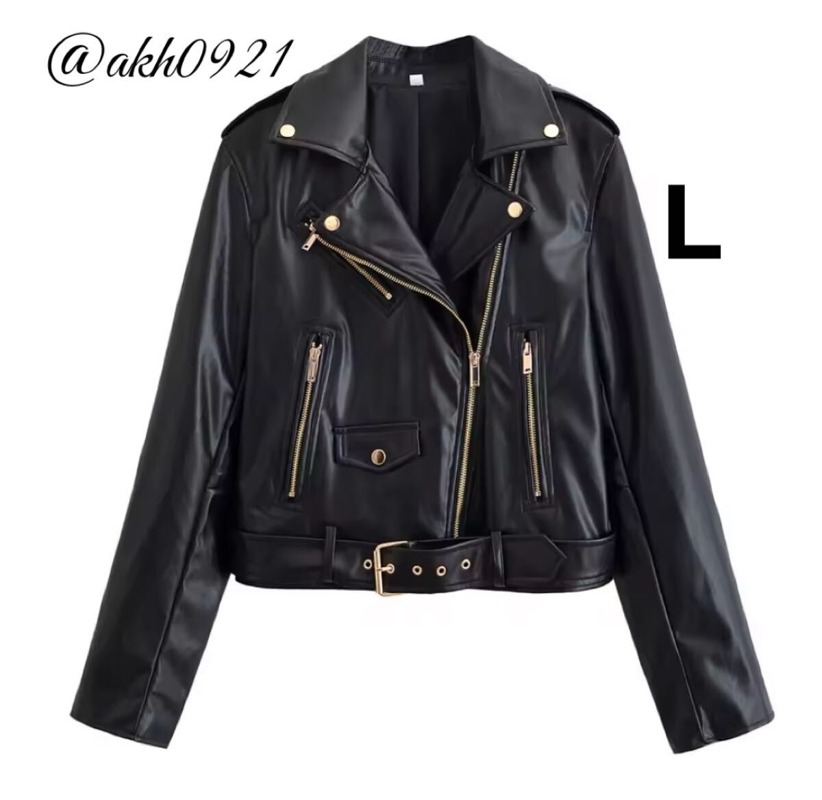 新品★2025 秋新作★vintage ヴィンテージ レトロ フェイクレザー PU ライダースジャケット アウター Lサイズ レディース★ZARA 好きな方に拍卖