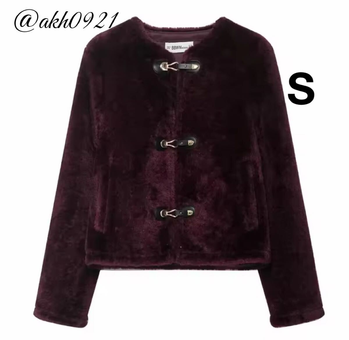 新品未使用★2025 秋新作★vintage ヴィンテージ レトロ ボルドー ファー ダッフルコート アウター Sサイズ レディース★ZARA 好きな方に拍卖