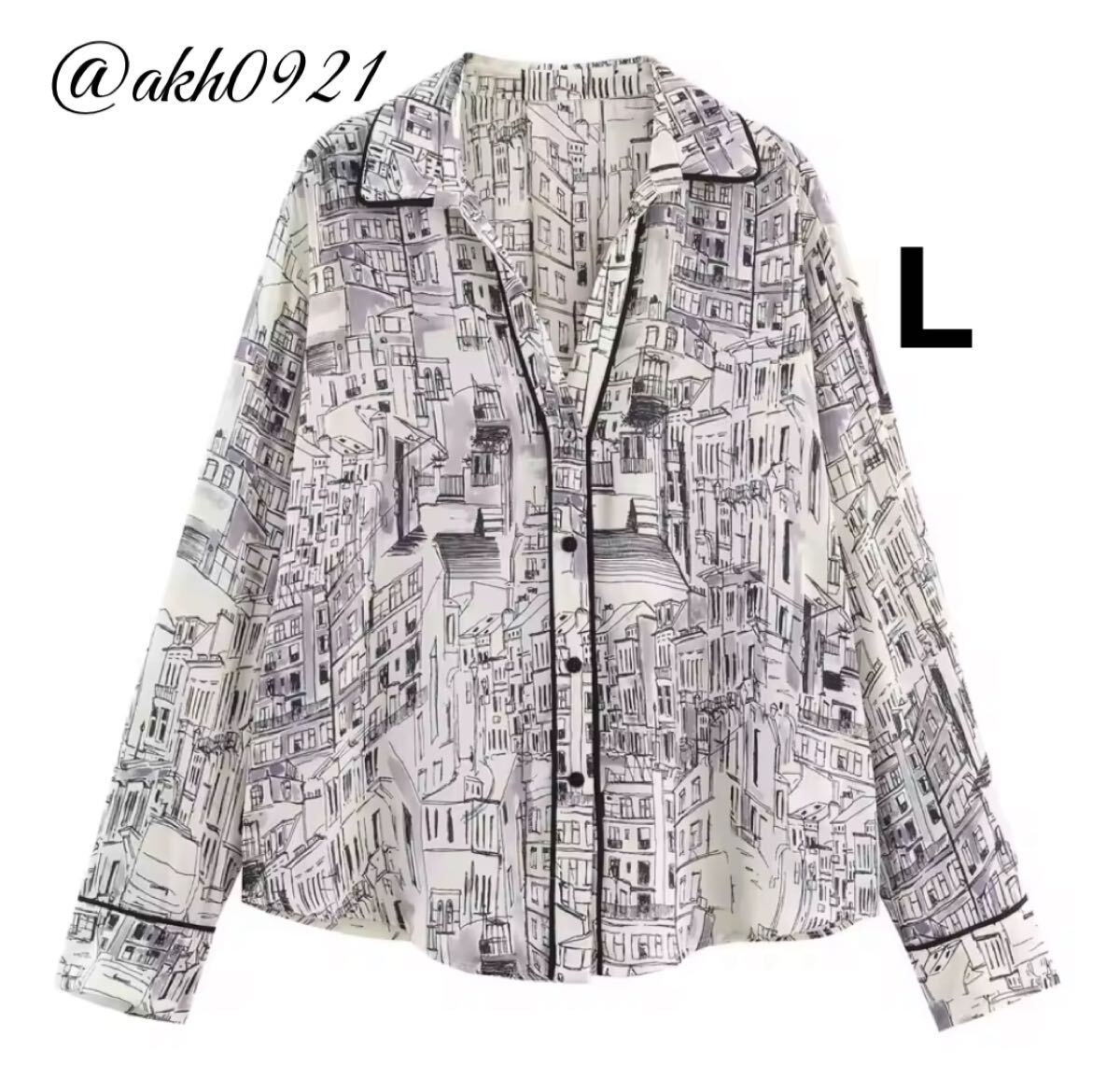 新品未使用★2025 A/W 秋新作★vintage ヴィンテージ レトロ 柄 シャツ ブラウス トップス Lサイズ レディース★ZARA 好きな方に拍卖