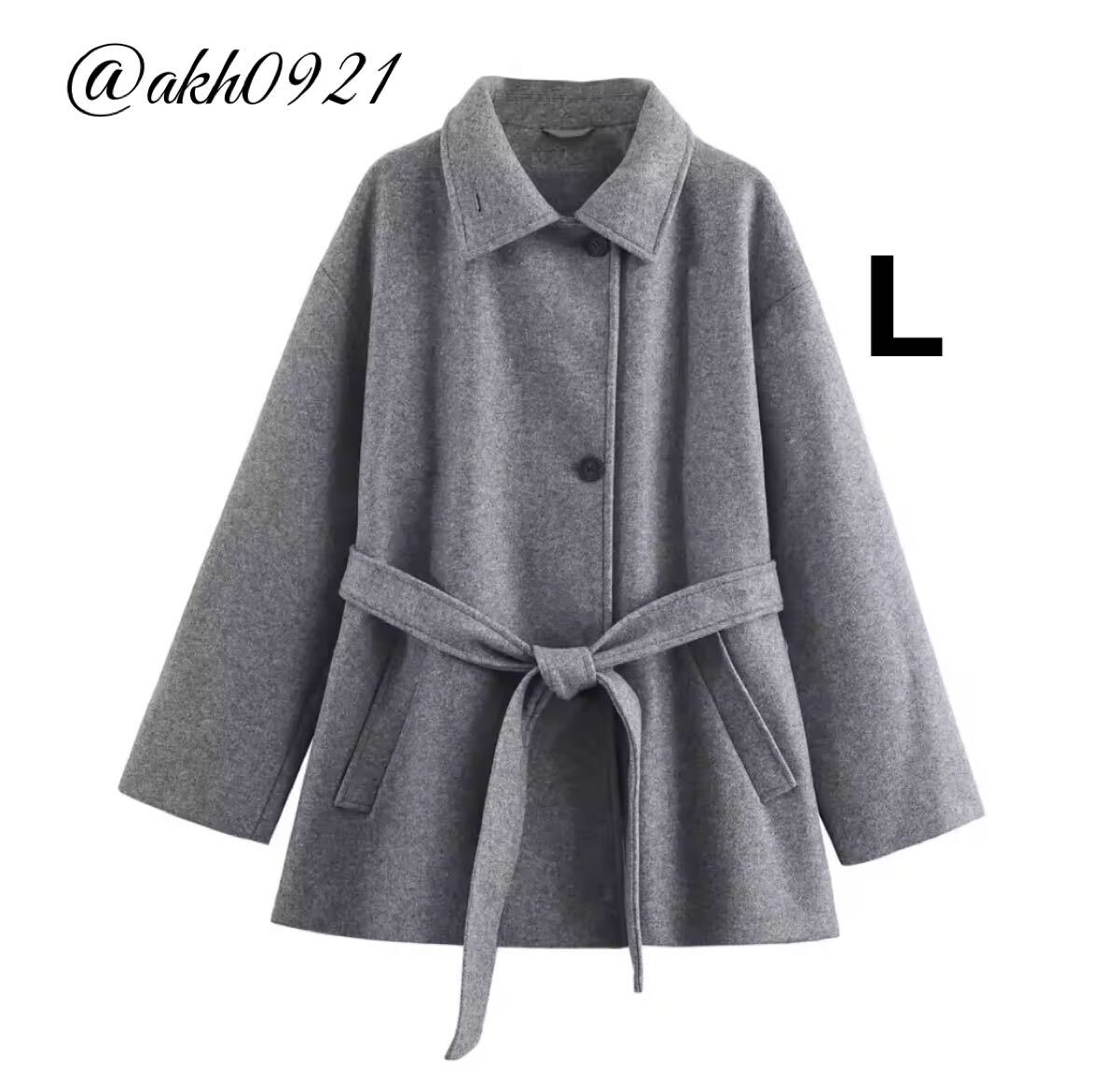 新品未使用★2025 A/W 秋新作★vintage ヴィンテージ レトロ gray グレー ハーフ丈 コート アウター Lサイズ レディース★ZARA 好きな方に拍卖