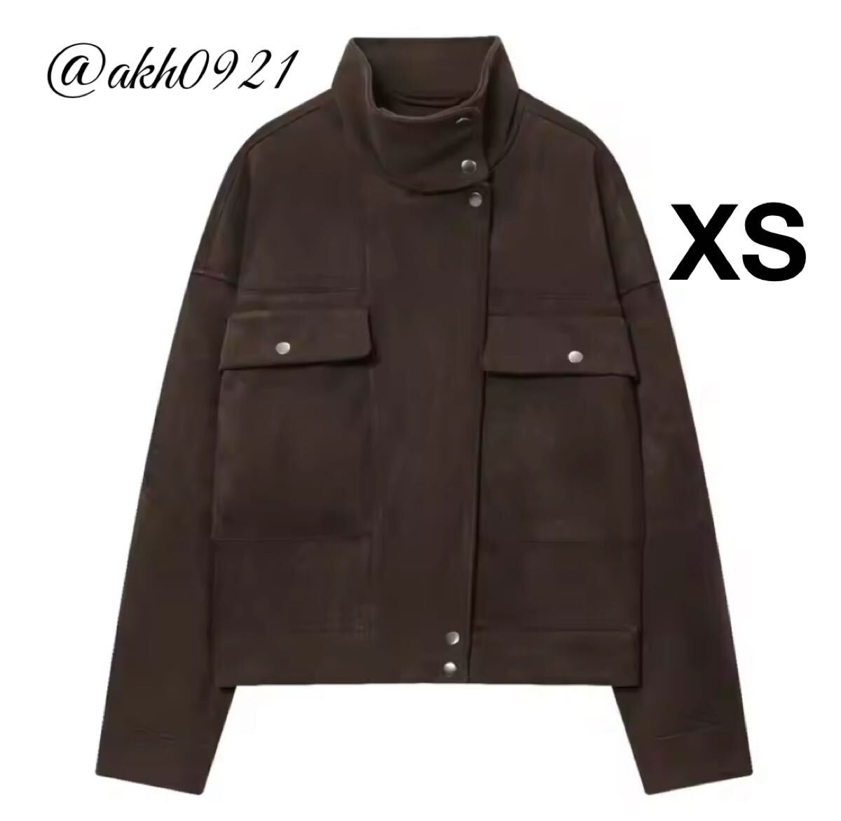 新品未使用★2025 秋新作★vintage ヴィンテージ レトロ ブラウン ジャンパー ブルゾン アウター XSサイズ レディース★ZARA 好きな方に拍卖