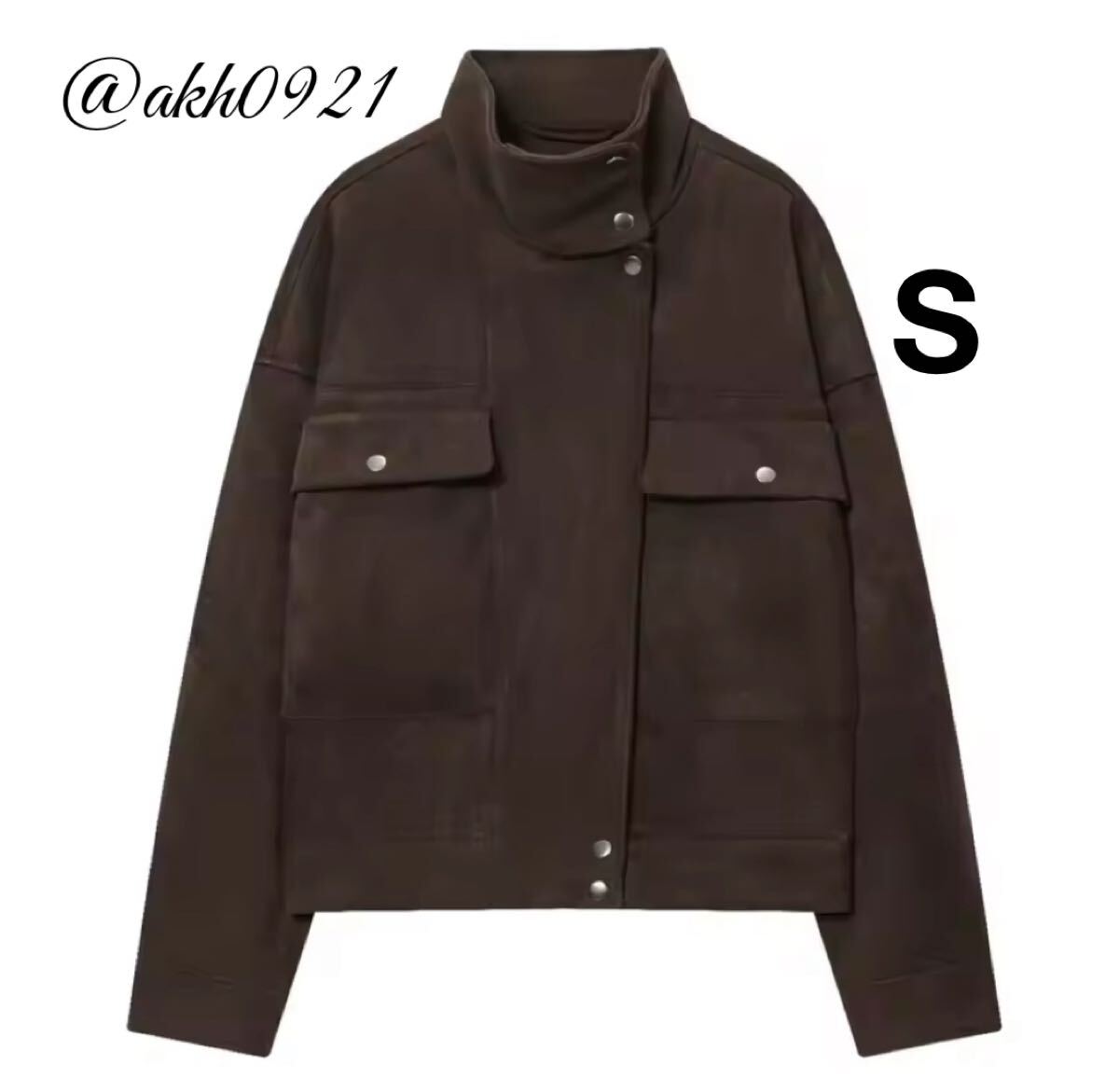 新品未使用★2025 秋新作★vintage ヴィンテージ レトロ ブラウン ジャンパー ブルゾン アウター Sサイズ レディース★ZARA 好きな方に拍卖