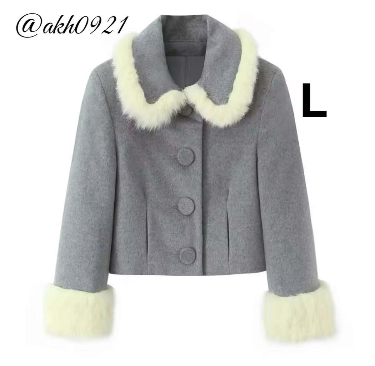 新品未使用★2025 A/W 秋新作★vintage ヴィンテージ レトロ グレー ファー コート アウター Lサイズ レディース★ZARA 好きな方に拍卖