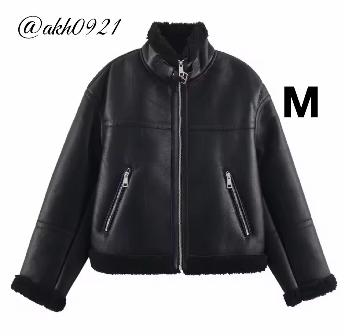 新品未使用★秋新作★vintage ヴィンテージ レトロ フェイクレザー PU ボア ムートンコート アウター Mサイズ レディース★ZARA好きな方に拍卖