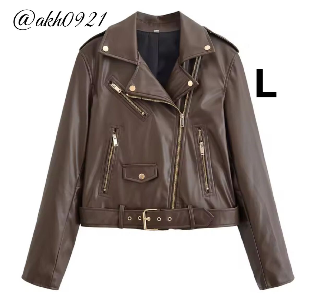 新品★2025 秋新作★vintage ヴィンテージ レトロ フェイクレザー PU ライダースジャケット アウター Lサイズ レディース★ZARA 好きな方に拍卖