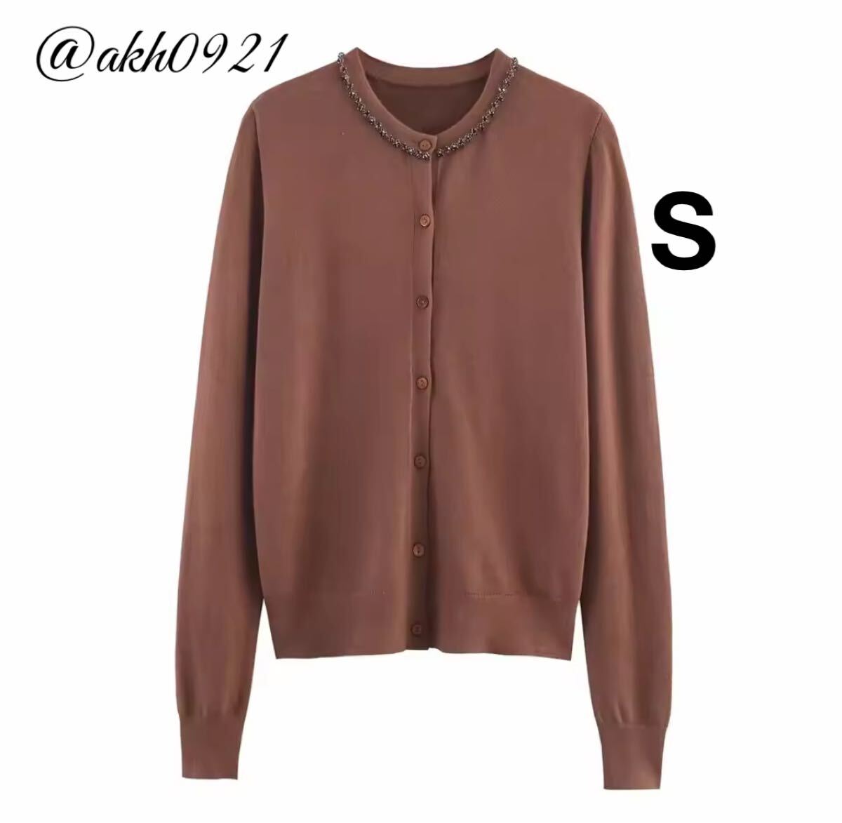 新品未使用★2025 秋新作★vintage ヴィンテージ レトロ ビジュー ニット カーディガン トップス Sサイズ レディース★ZARA 好きな方に拍卖