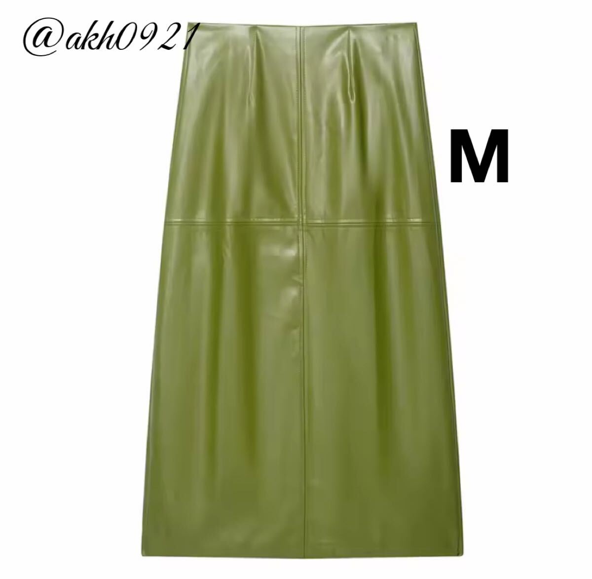 新品★2025 秋新作★vintage ヴィンテージ レトロ グリーン フェイクレザー タイトスカート ボトムス Mサイズ レディース★ZARA 好きな方に拍卖