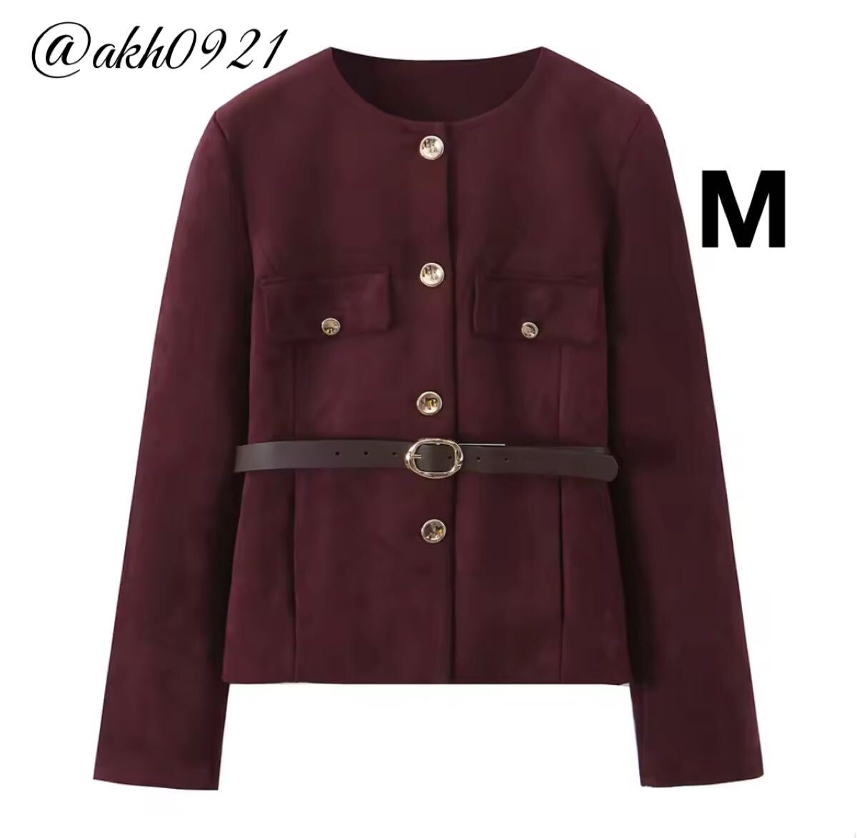 新品★秋新作★vintage ヴィンテージ レトロ ベルト付き スエード ノーカラージャケット アウター Mサイズ レディース★ZARA 好きな方に拍卖