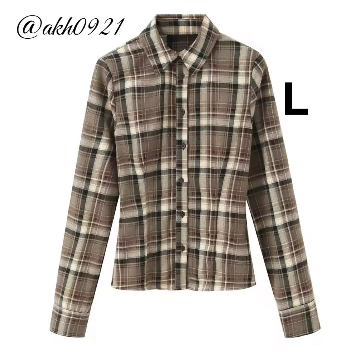 新品未使用★2025 秋新作★vintage ヴィンテージ レトロ チェック 柄 シャツ ブラウス トップス Lサイズ レディース★ZARA 好きな方に拍卖