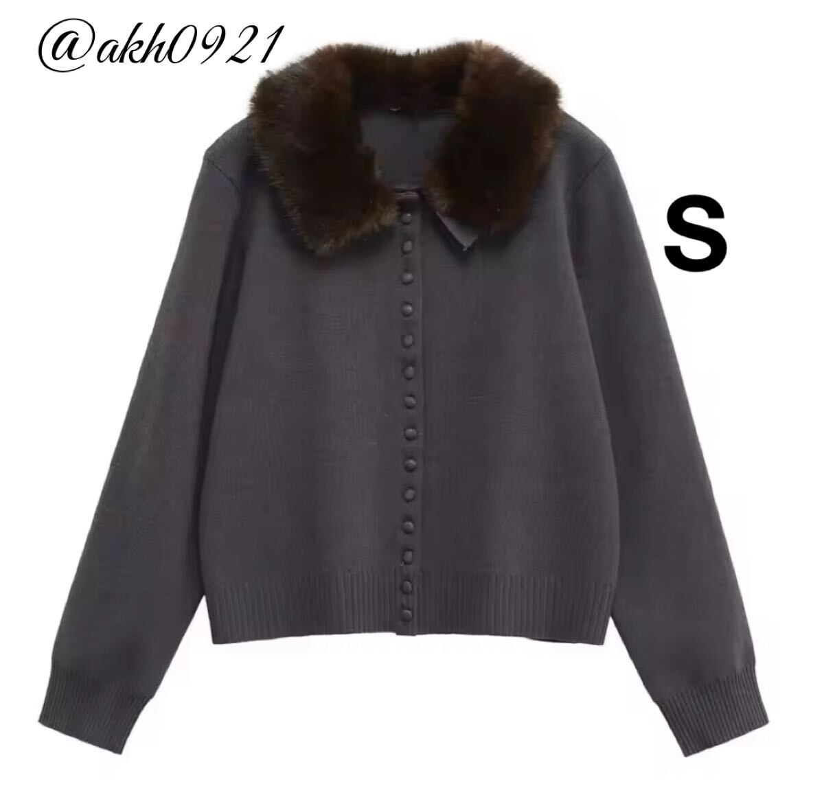 新品未使用★2025 秋新作★vintage ヴィンテージ レトロ ファー 襟 ニット カーディガン トップス Sサイズ レディース★ZARA 好きな方に拍卖